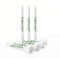 Feral Golf Co. white wooden golf tees with green logo