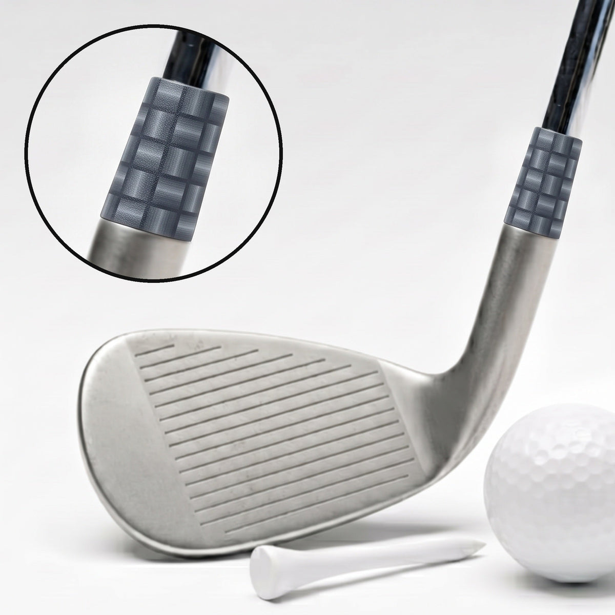 Carbon Weave Ferrule - on a wedge, with a magnified close-up