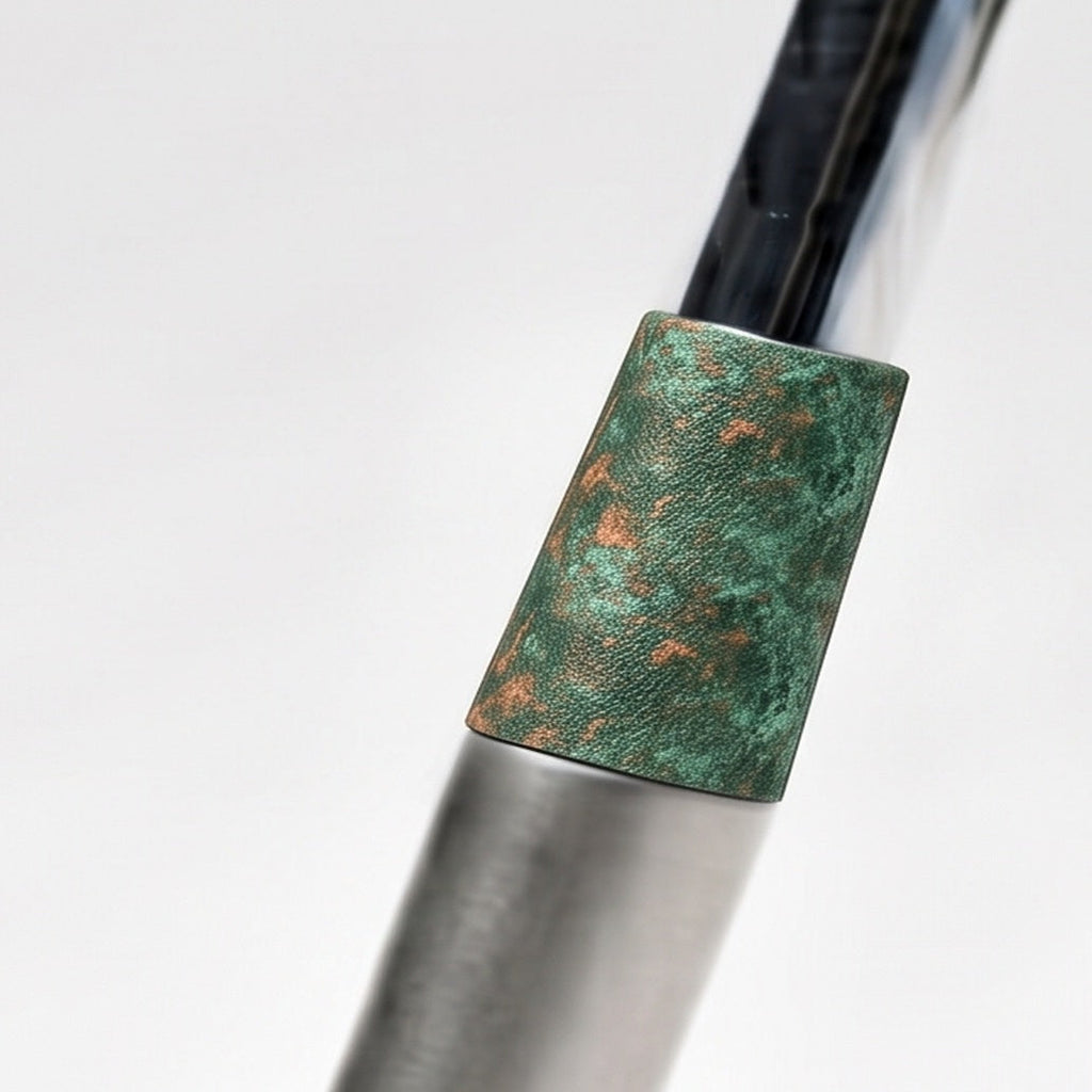 Copper Patina Ferrule - close-up of the ferrule on the hosel