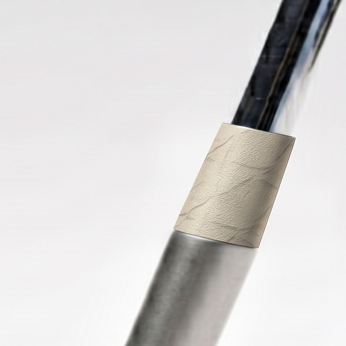 Crinkled Cream Paper Ferrule - close-up of the ferrule on the hosel