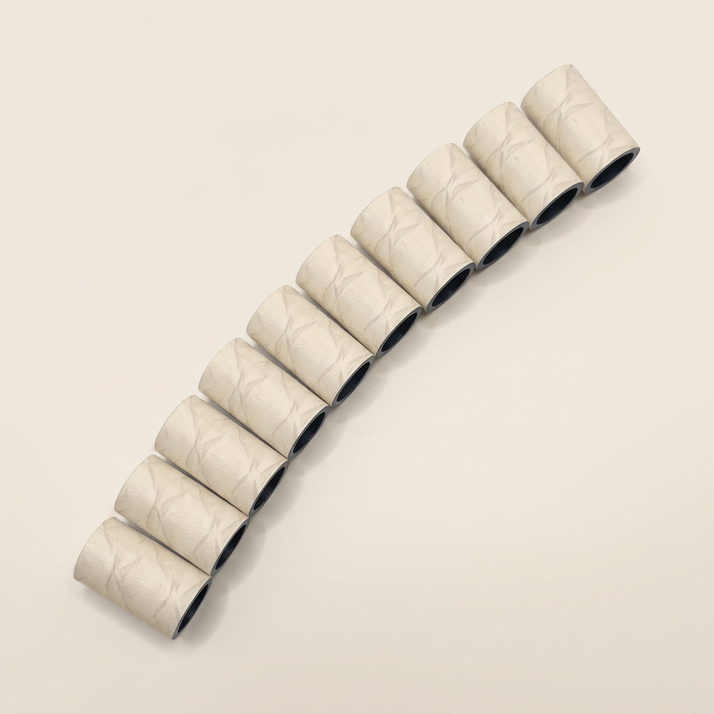 Crinkled Cream Paper Ferrule - 10-pack laid out