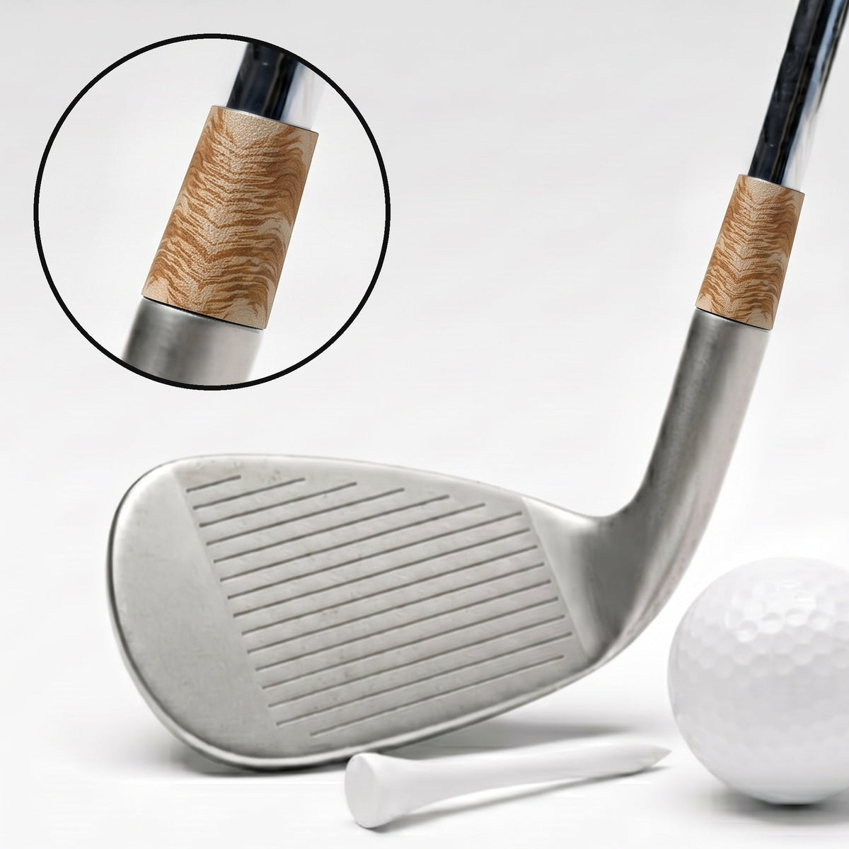 Maple Ferrule - on a wedge, with a magnified close-up