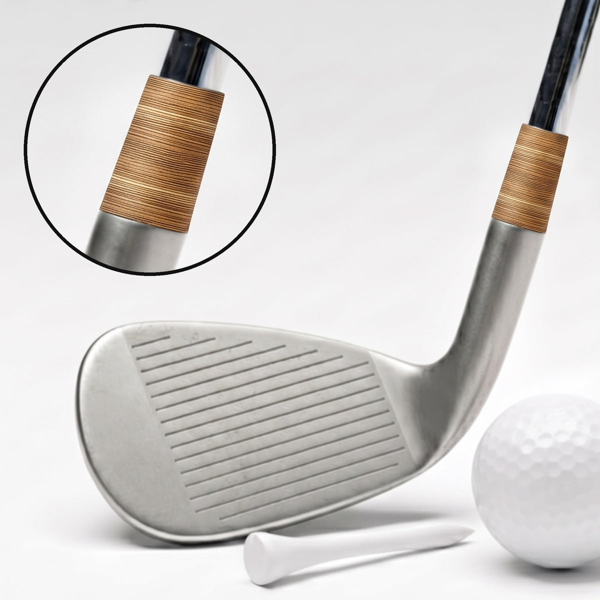 Persimmon Ferrule - on a wedge, with a magnified close-up